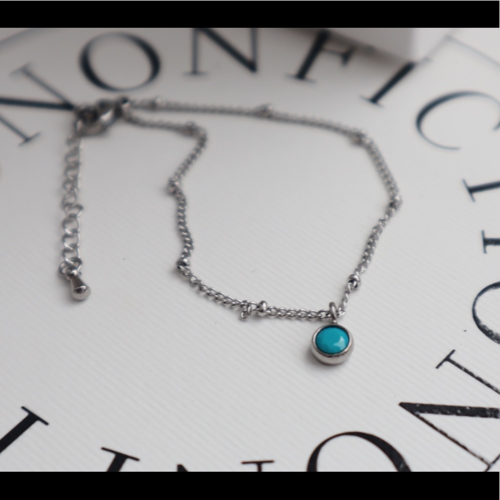 Surgical Chain Bracelet with Turquoise Stone